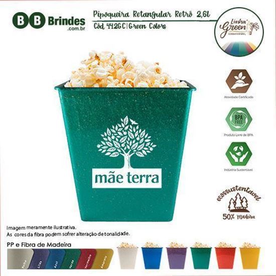 Imagem de Balde de Pipoca Retangular Retro Green Colors 2,6l