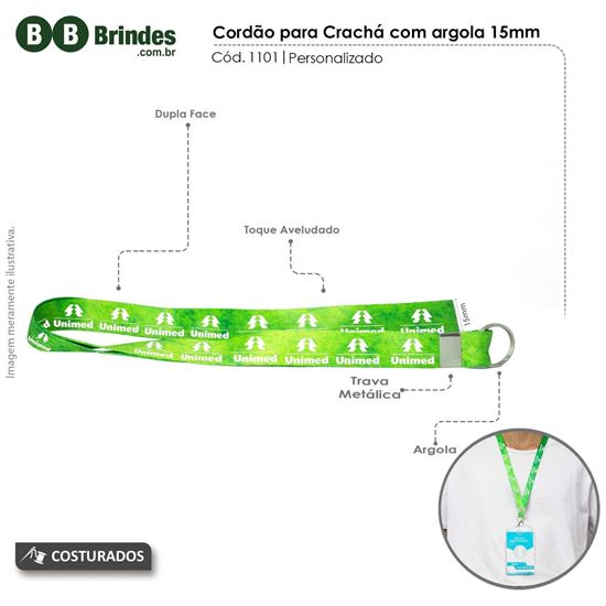 Imagem de Cordão para crachá com argola 15mm