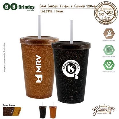 Imagem de Copo Cancun Green Tampa e Canudo 320ml