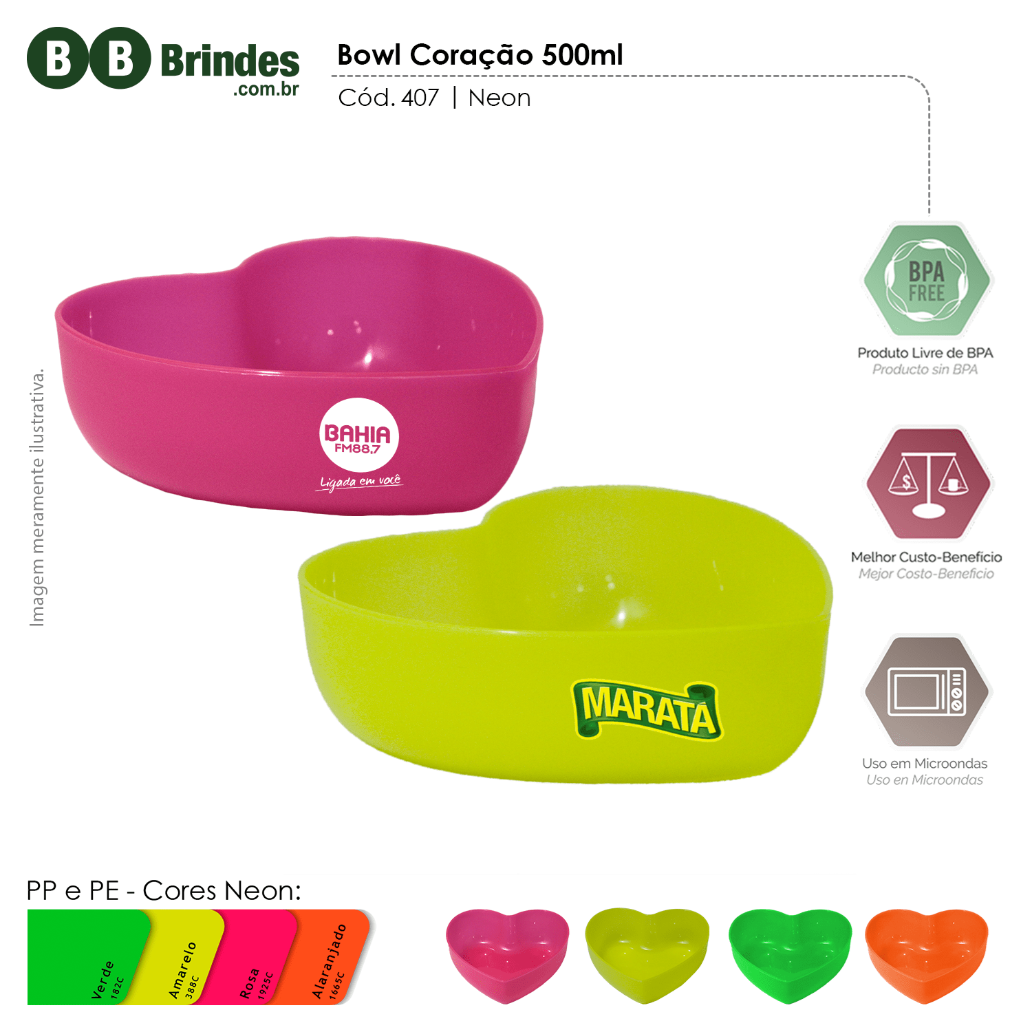 Bowl Coração 500ml Neon