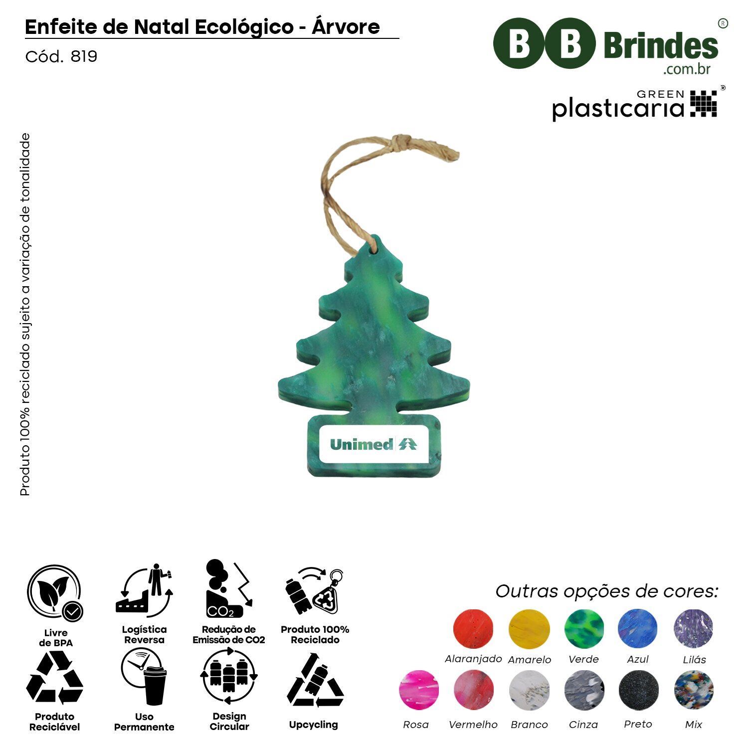 Enfeite de Natal Ecológico - Árvore - PLASTICARIA