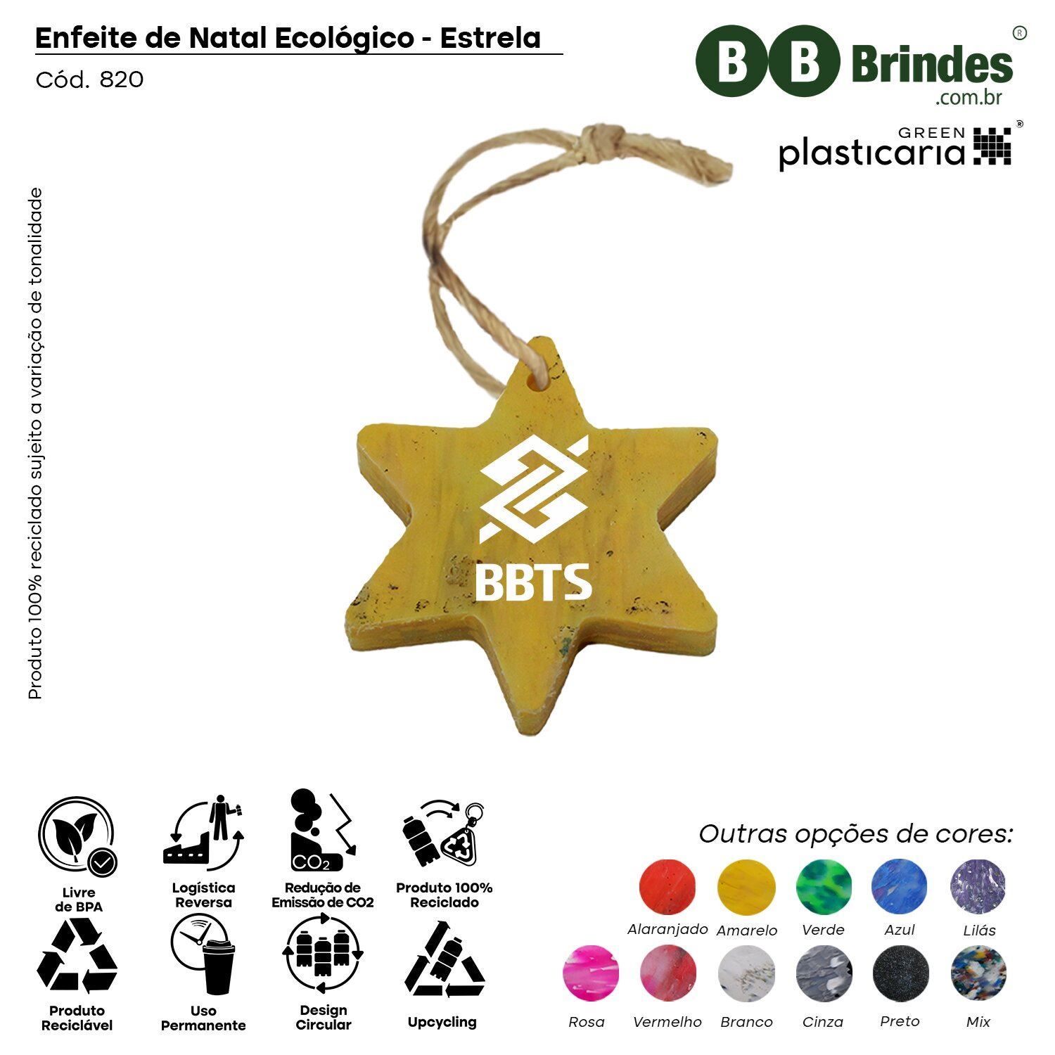 Enfeite de Natal Ecológico - Estrela - PLASTICARIA