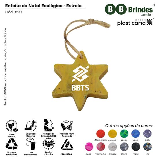Enfeite de Natal Ecológico - Estrela - PLASTICARIA