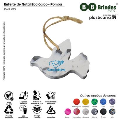 Enfeite de Natal Ecológico - Pomba - PLASTICARIA