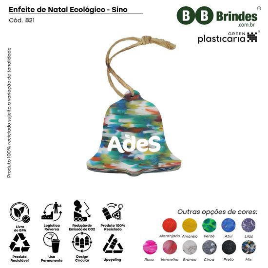 Enfeite de Natal Ecológico - Sino - PLASTICARIA