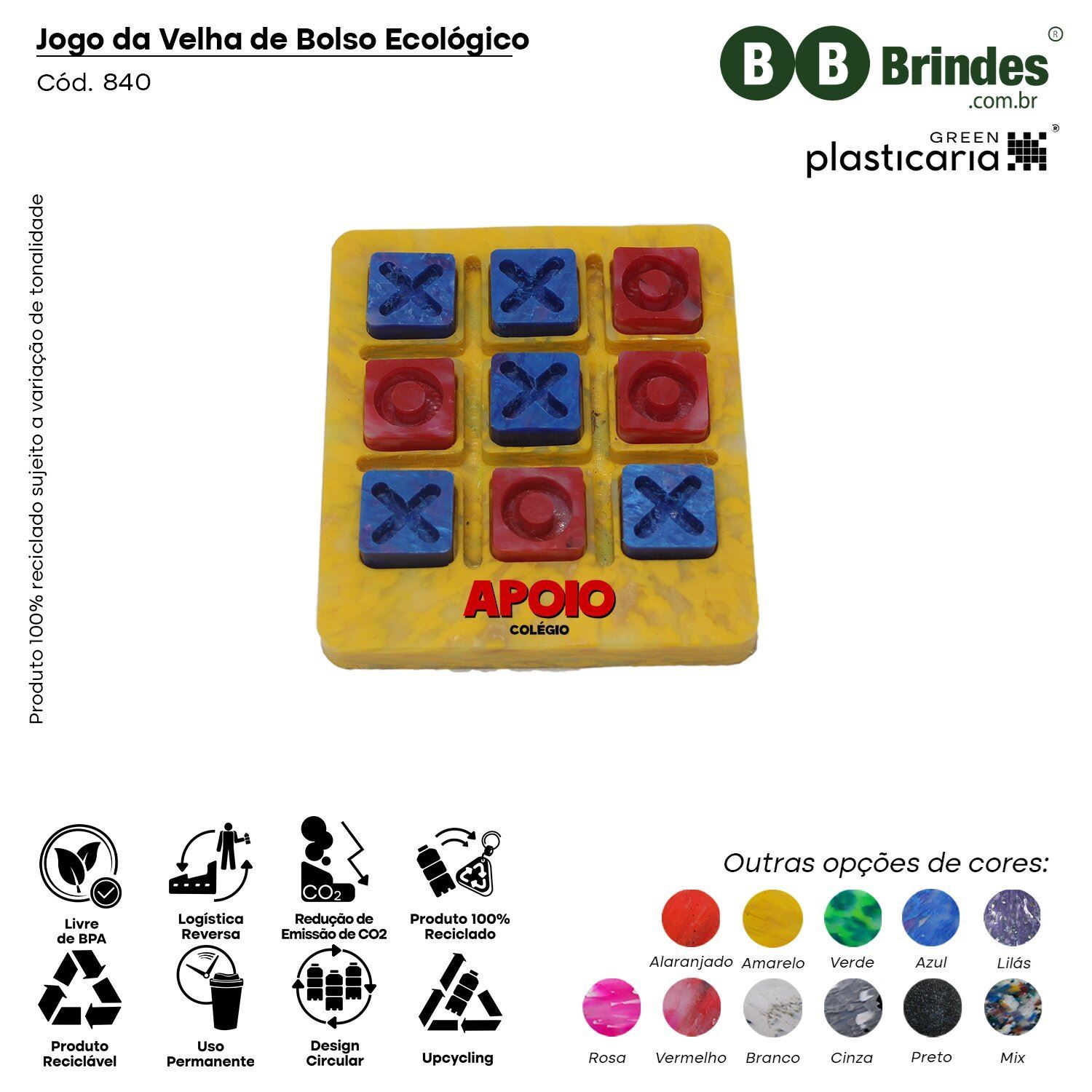 JOGO DA VELHA DE BOLSO ECOLÓGICO - PLASTICARIA