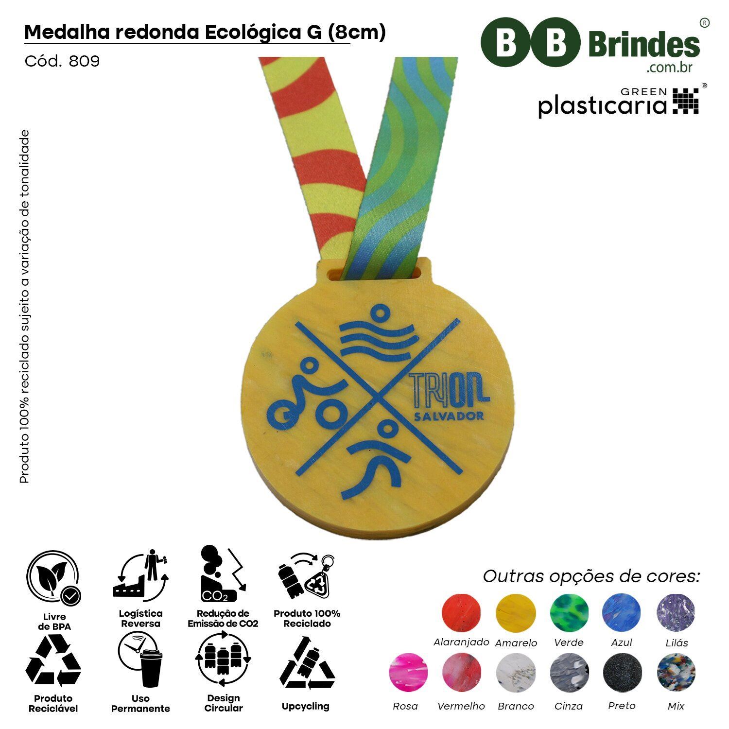 Medalha redonda Ecológica G (8cm) PLASTICARIA