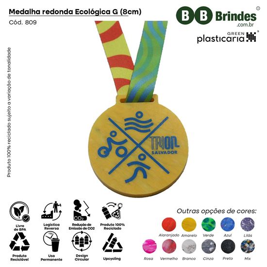 Medalha redonda Ecológica G (8cm) PLASTICARIA