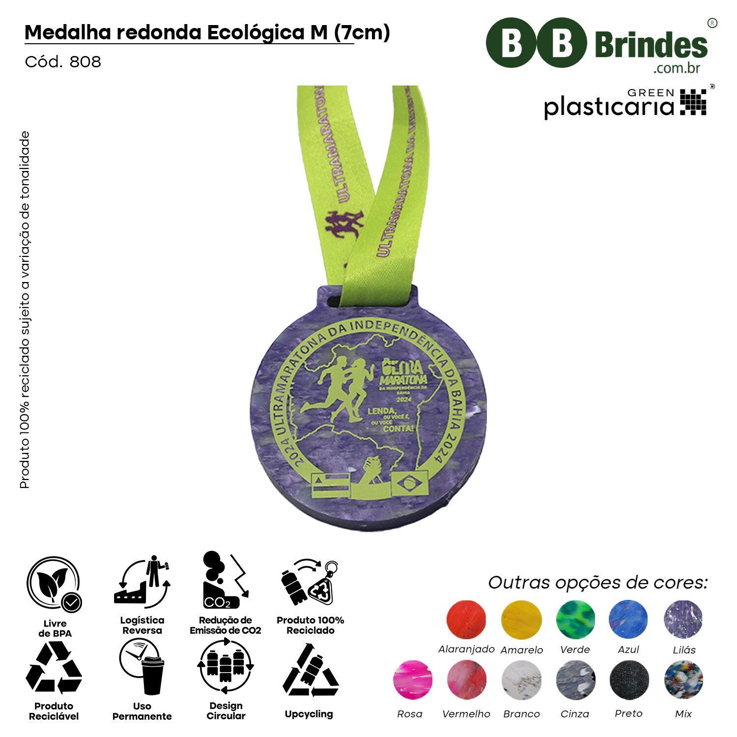 Medalha redonda Ecológica M (7cm) PLASTICARIA