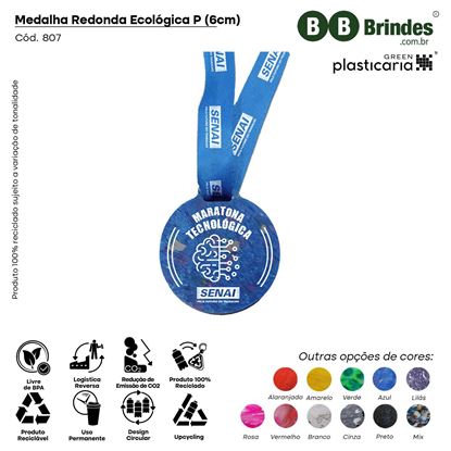 Medalha redonda Ecológica P (6cm) PLASTICARIA