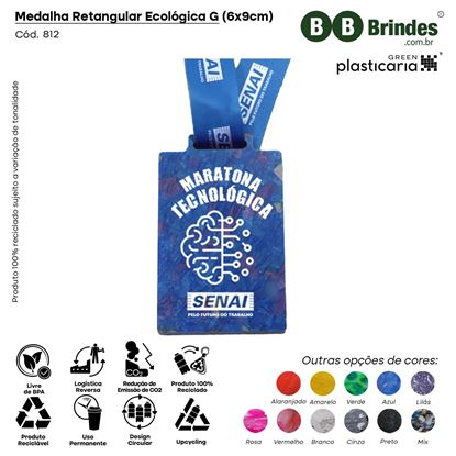 Medalha Retangular Ecológica G (6x9cm) PLASTICARIA