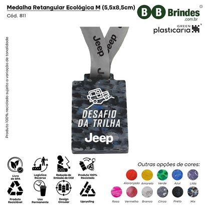 Medalha Retangular Ecológica M (5,5x8,5cm) PLASTICARIA